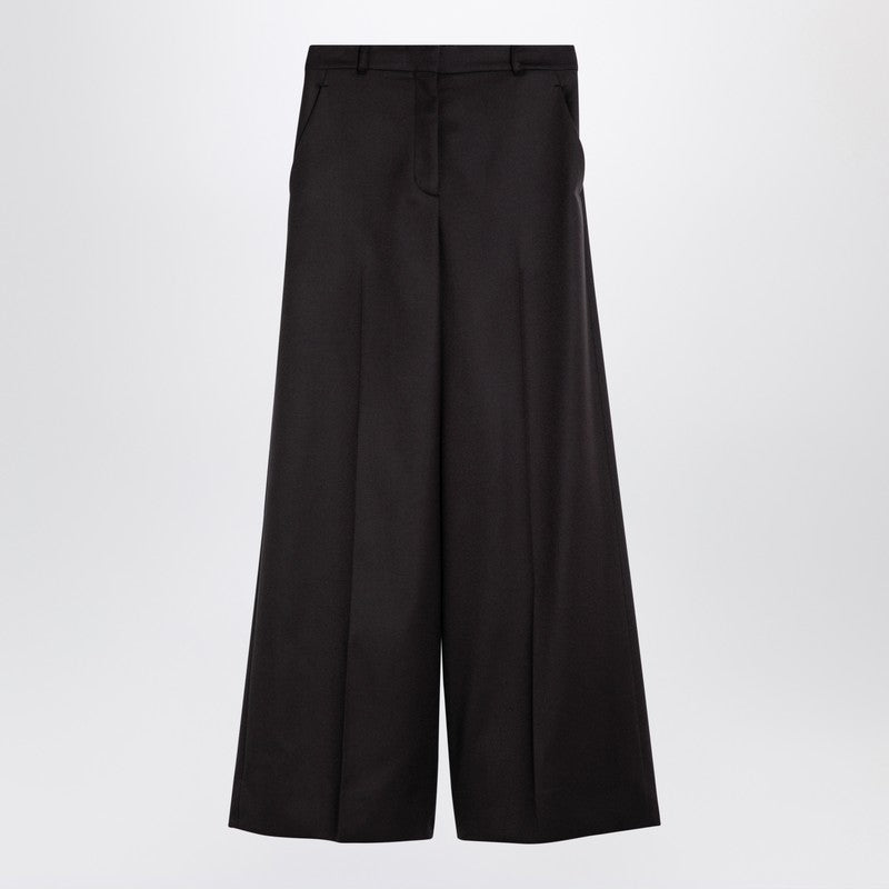 Dark Chocolate Wide Leg Pants In Wool
