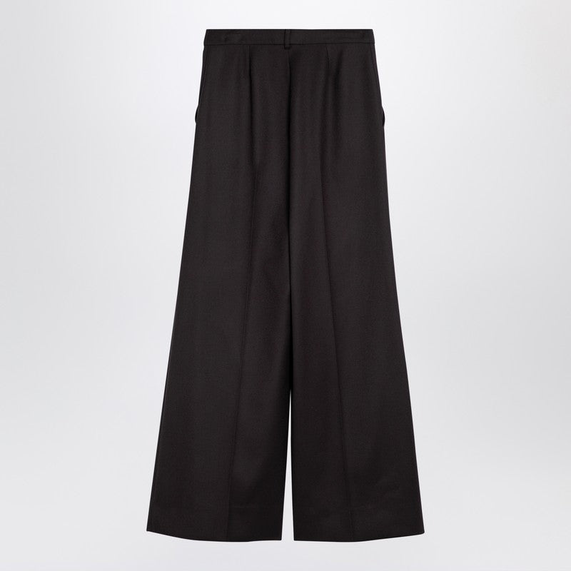 Dark Chocolate Wide Leg Pants In Wool