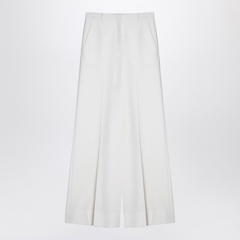 Cream-coloured Wool Flared Trousers