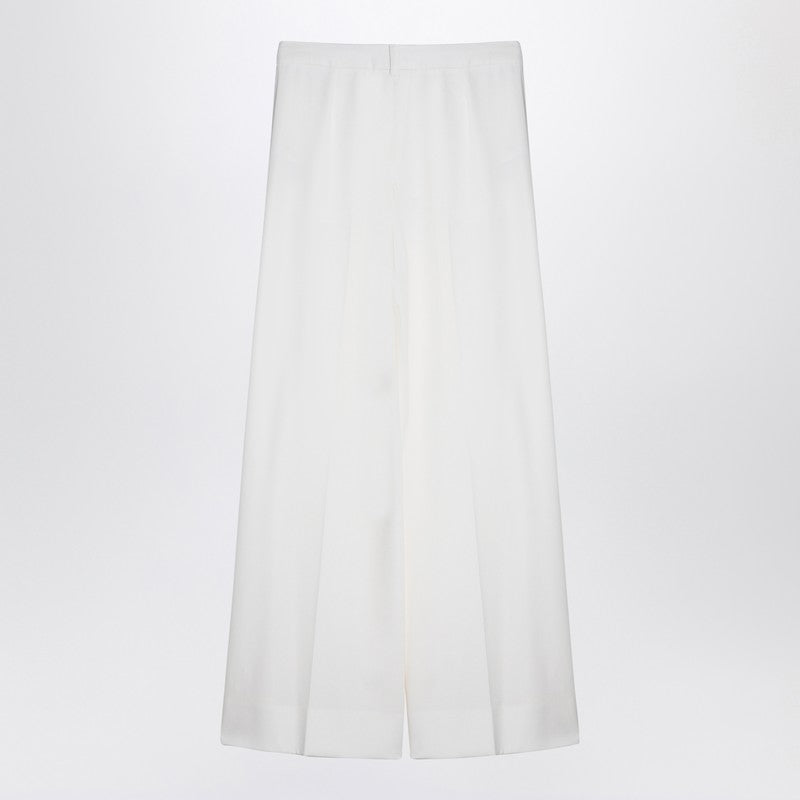 Cream-coloured Wool Flared Trousers
