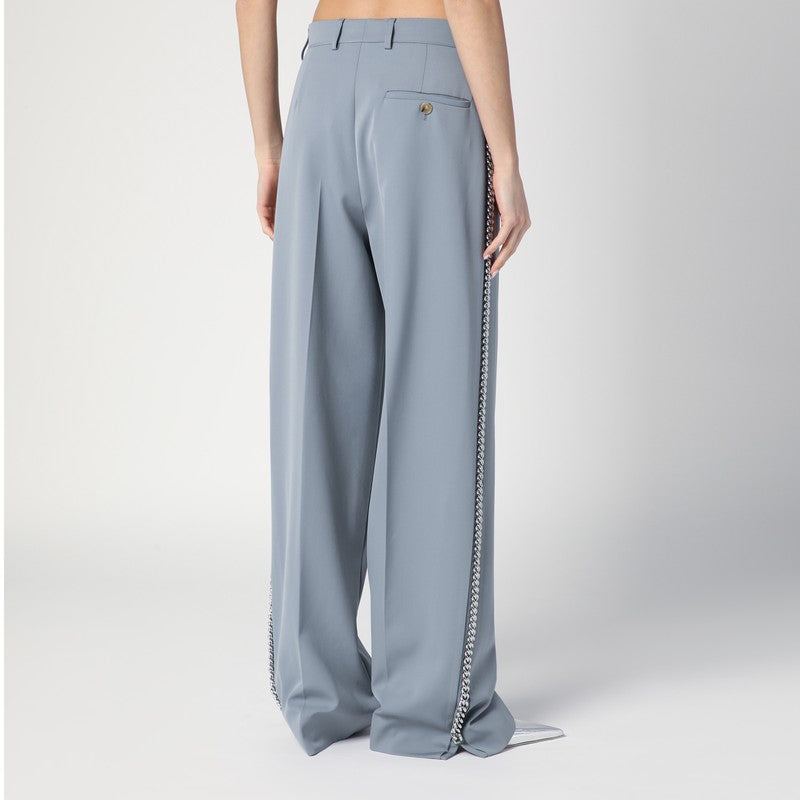 Wide-leg Light Grey Falabella Pants With Chain