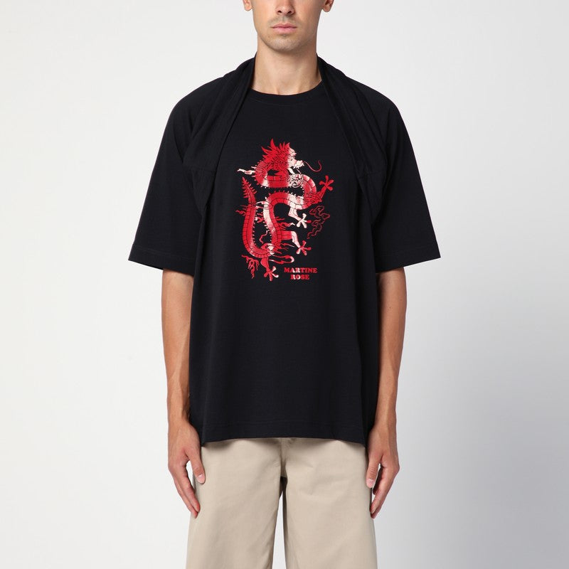 Oversized Black T-Shirt Celebration With Print