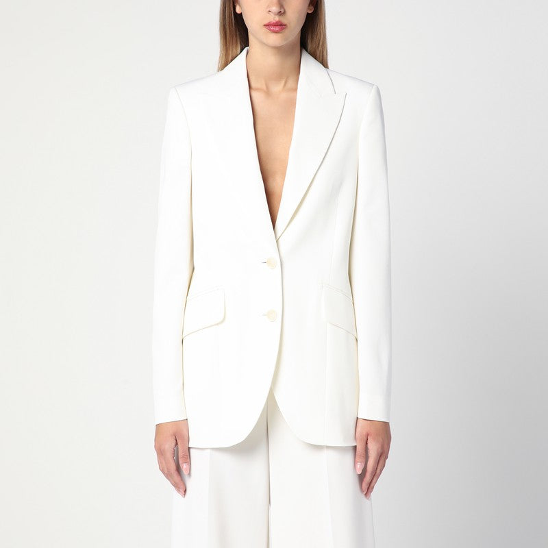 Ivory Wool Single-breasted Jacket