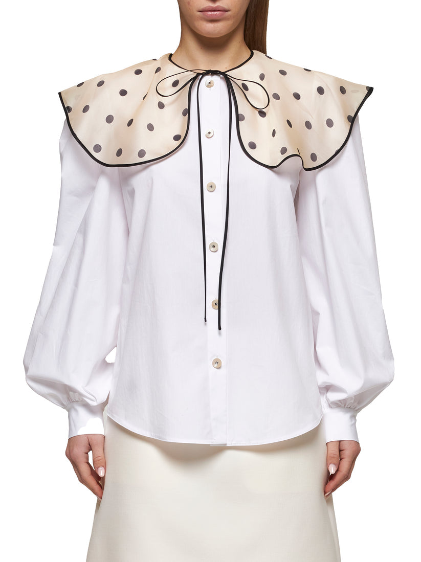 COTTON SHIRT WITH POLKA DOT COLLAR
