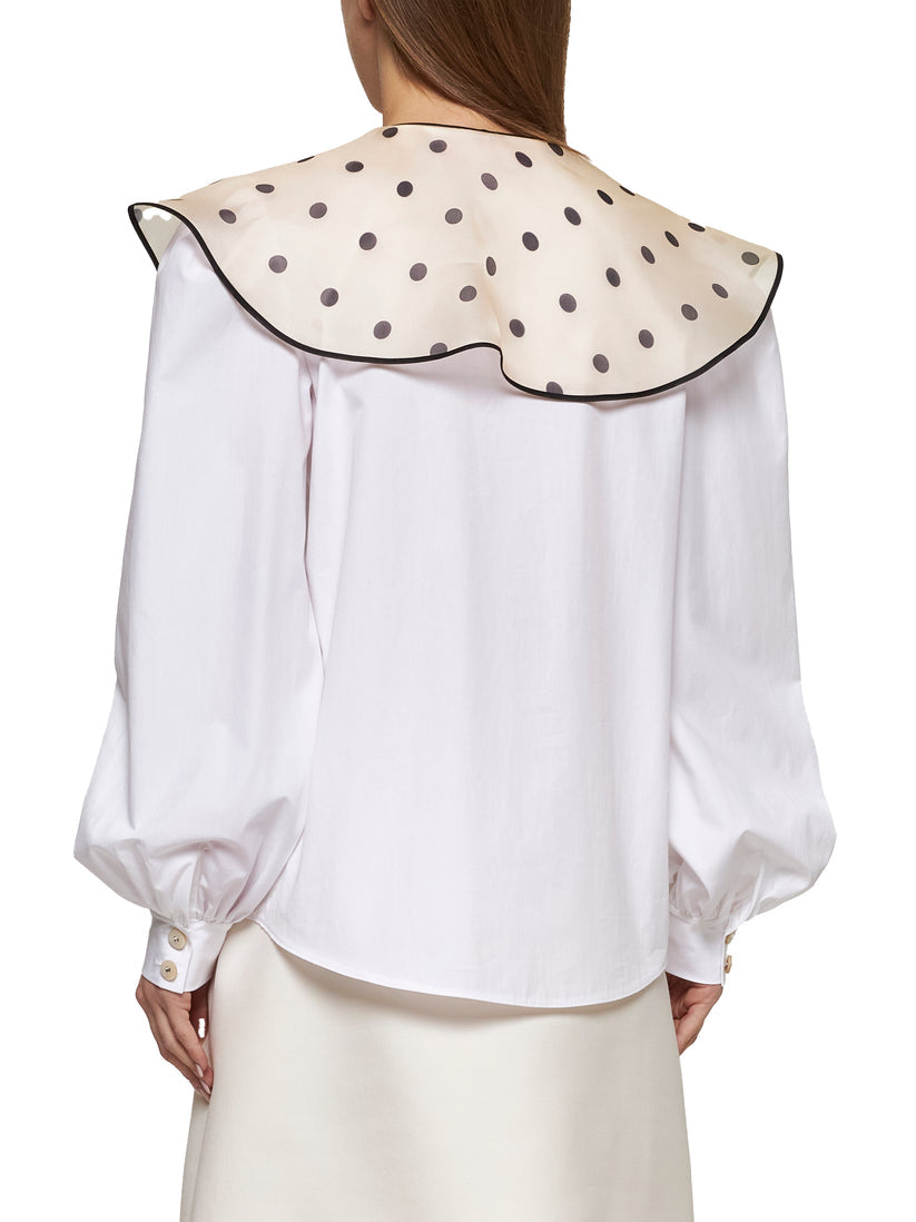 COTTON SHIRT WITH POLKA DOT COLLAR