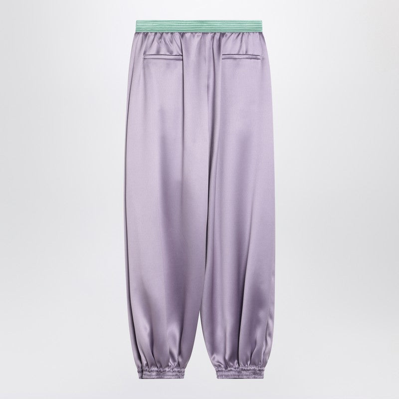 Wide lilac silk pants