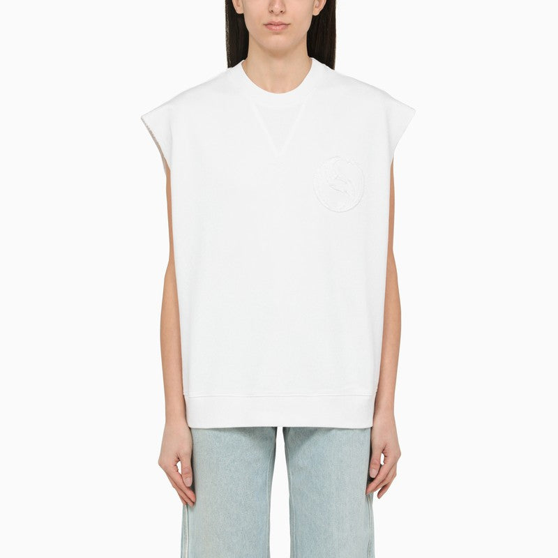White cotton over vest with logo