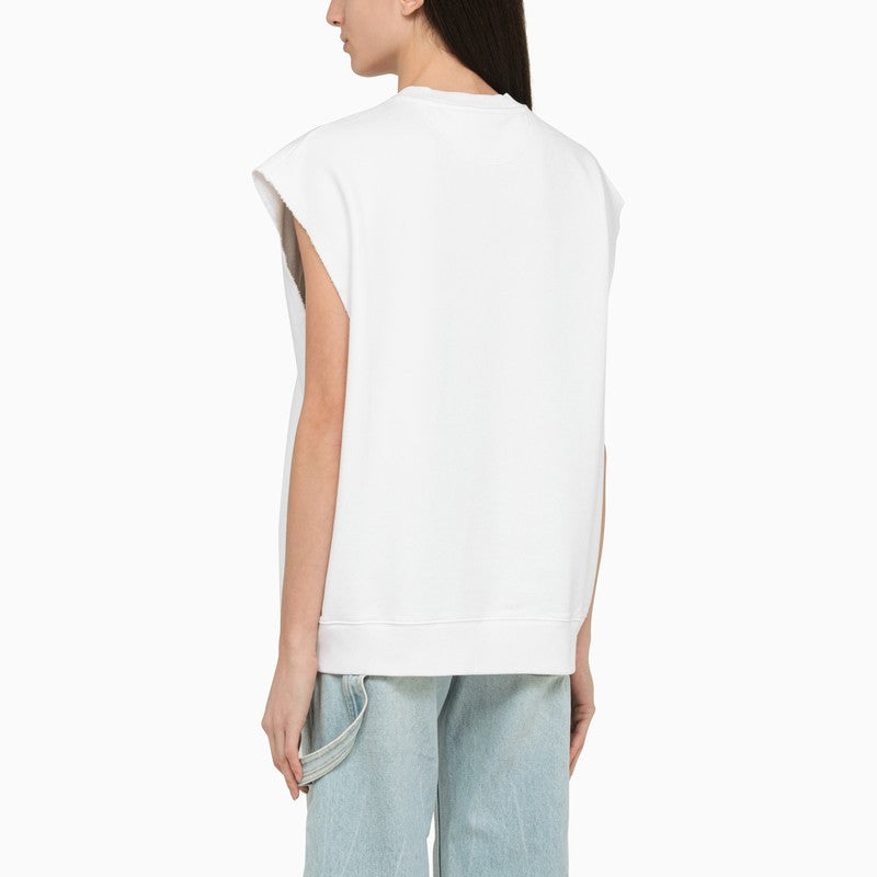 White cotton over vest with logo