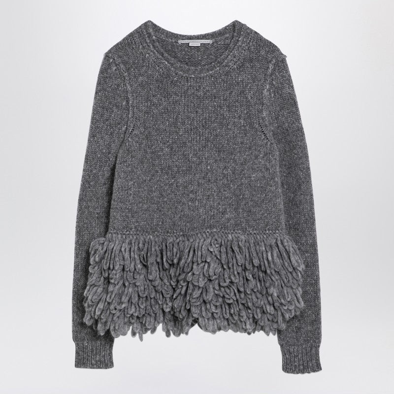 Grey Wool Sweater With Feather Insert