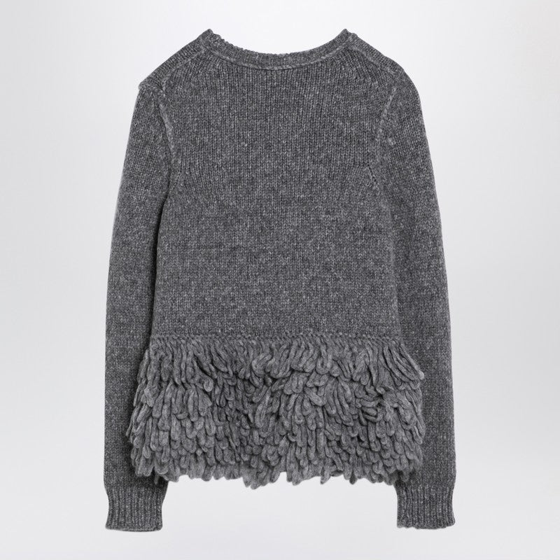 Grey Wool Sweater With Feather Insert