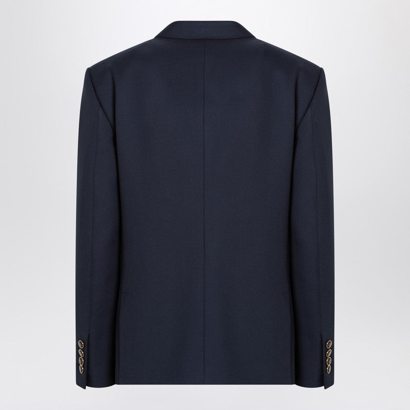 Blue single-breasted wool jacket