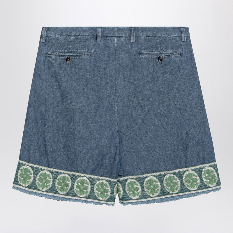Blue bermuda short with jacquard bottom