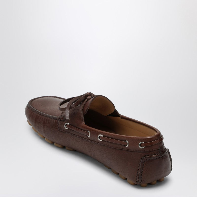Brown leather moccasin driver Fantaway