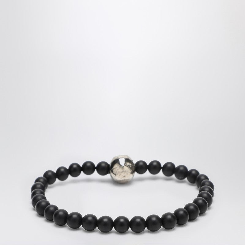 Skull Bracelet With Black Pearls