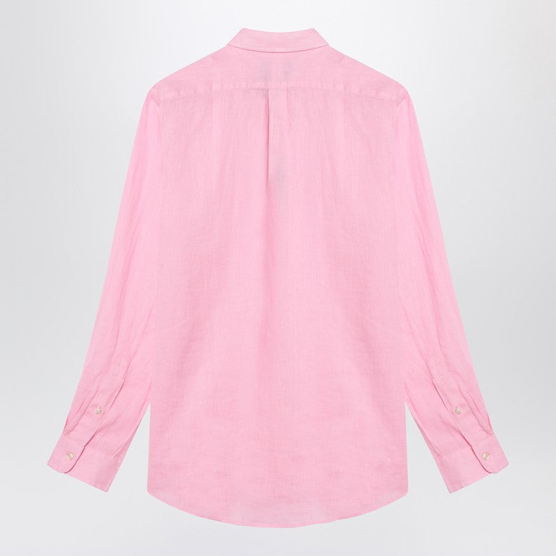 Pink Shirt In Linen Custom-Fit