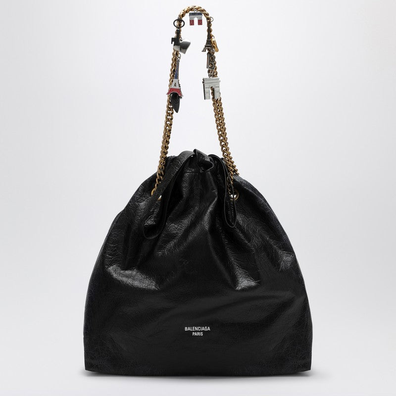 Crush Media Black Leather Tote Bag