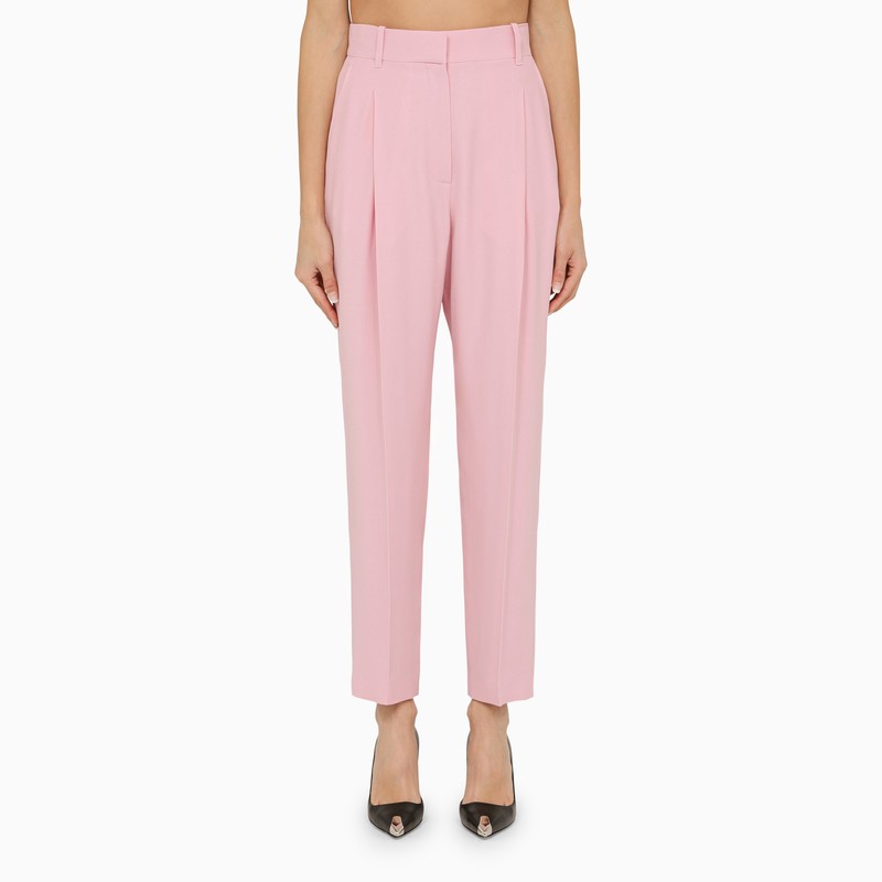 Pink regular trousers with pleats