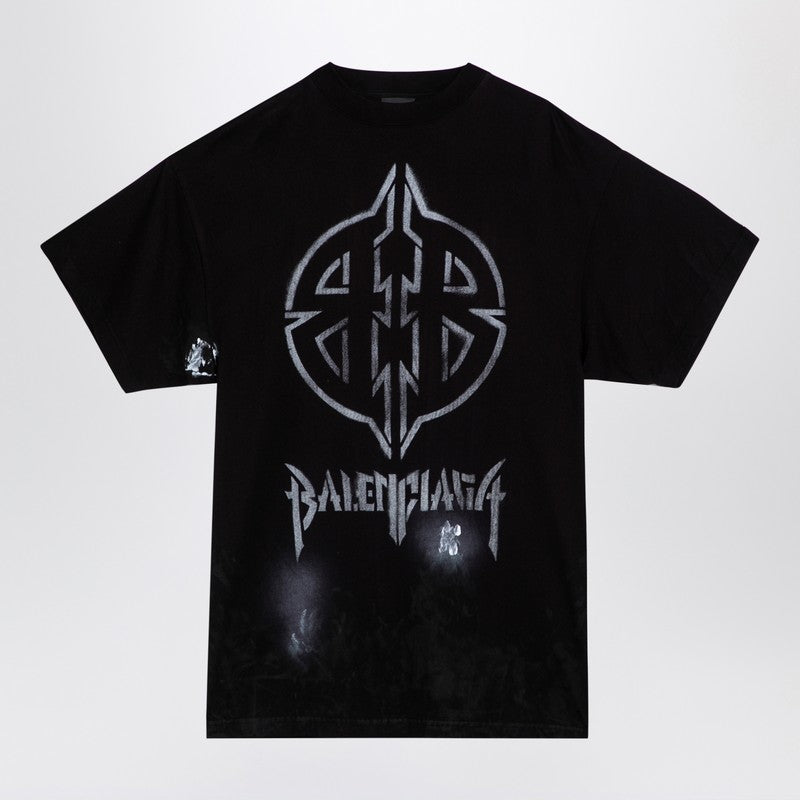 T-Shirt Metal BB Stencil Oversize Vintage Black
