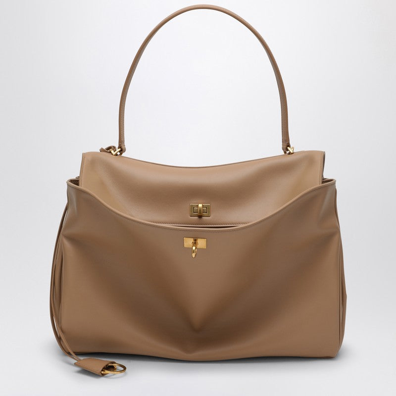 Smooth Coffe Milk Calfskin Large Rodeo Bag