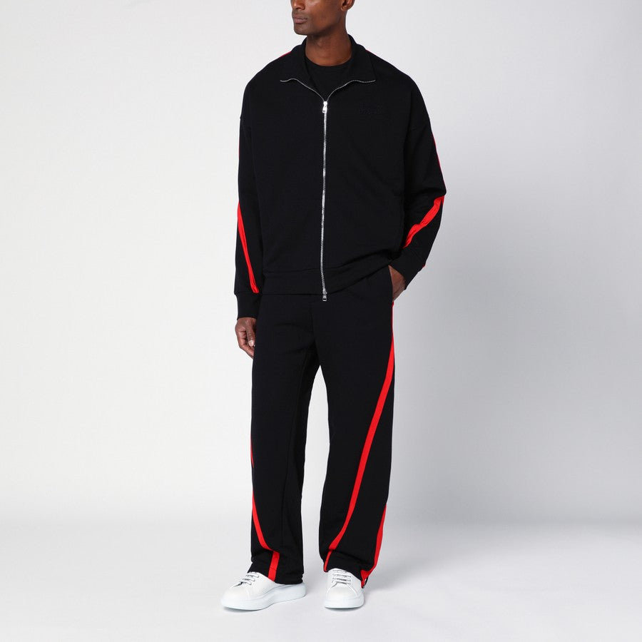 Black/Red Cotton Zip Sweatshirt