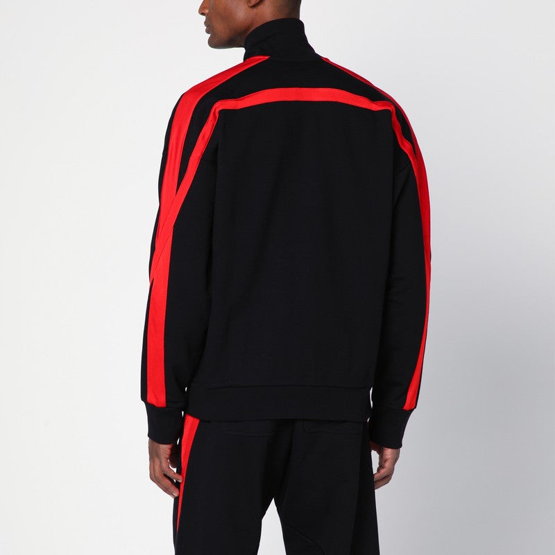 Black/Red Cotton Zip Sweatshirt