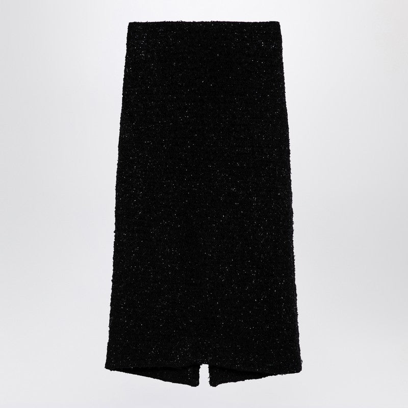 Black Tweed Midi Skirt