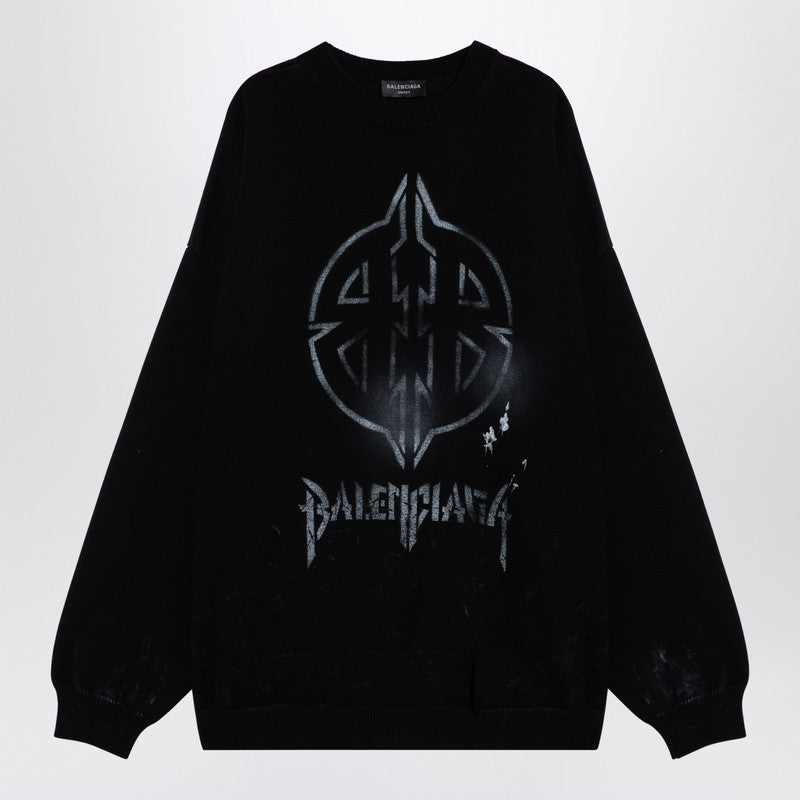 Black Cotton Blend Jumper With Print