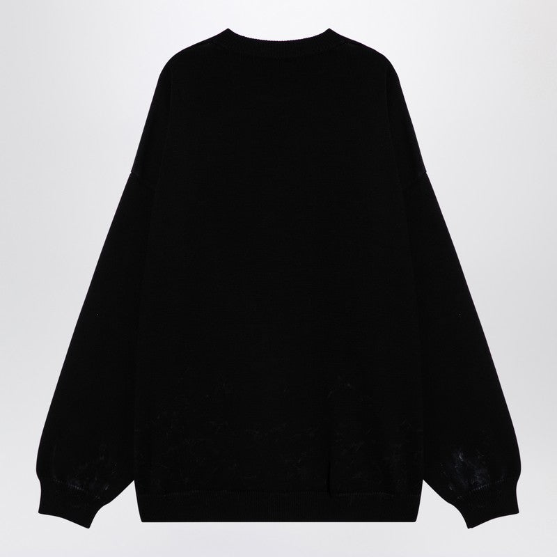 Black Cotton Blend Jumper With Print