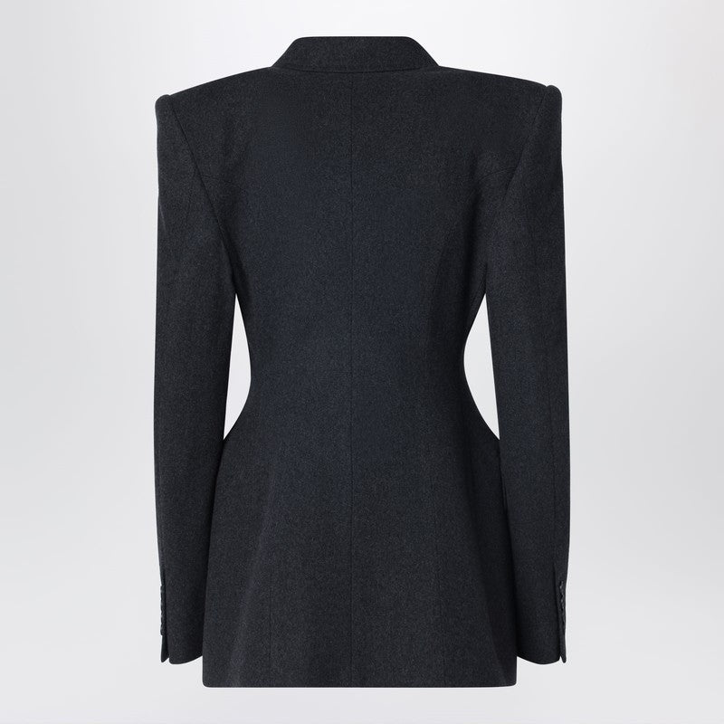 Grey double-breasted cashmere jacket