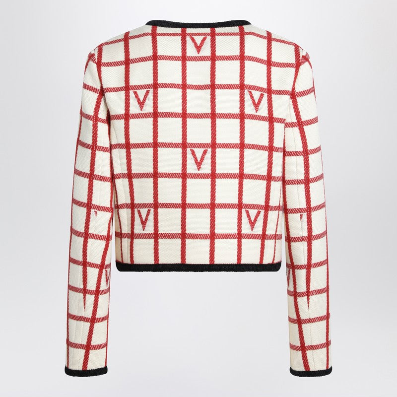 Ivory jacket with Check Vlogo pattern