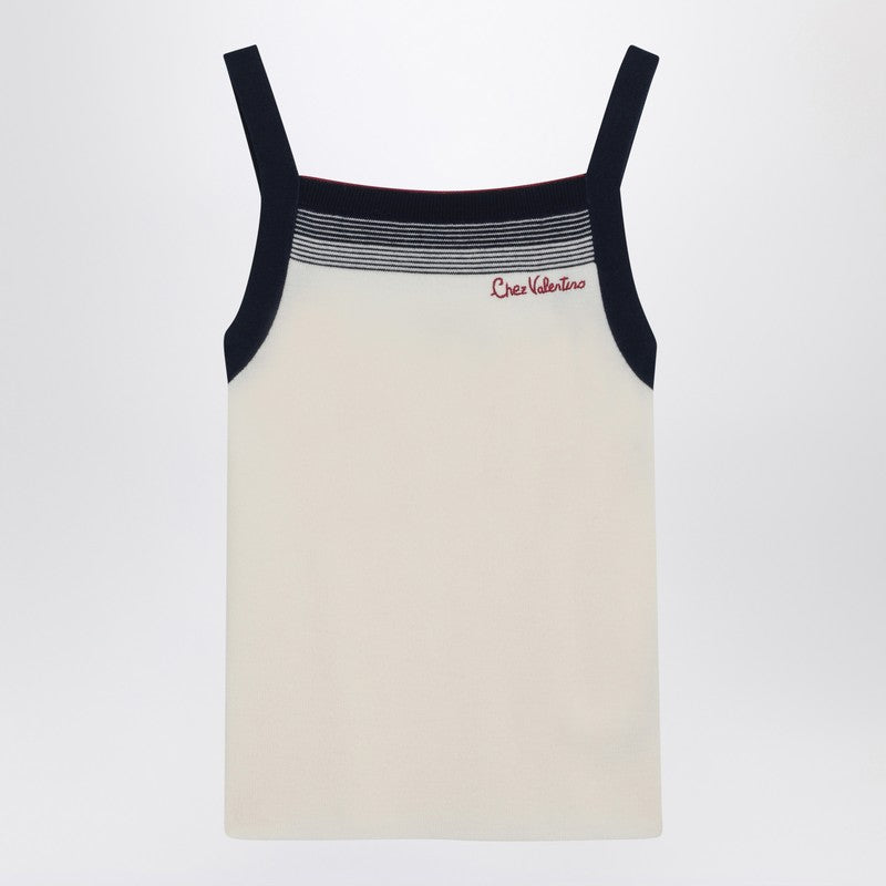 Top with Chez Valentino embroidery in wool