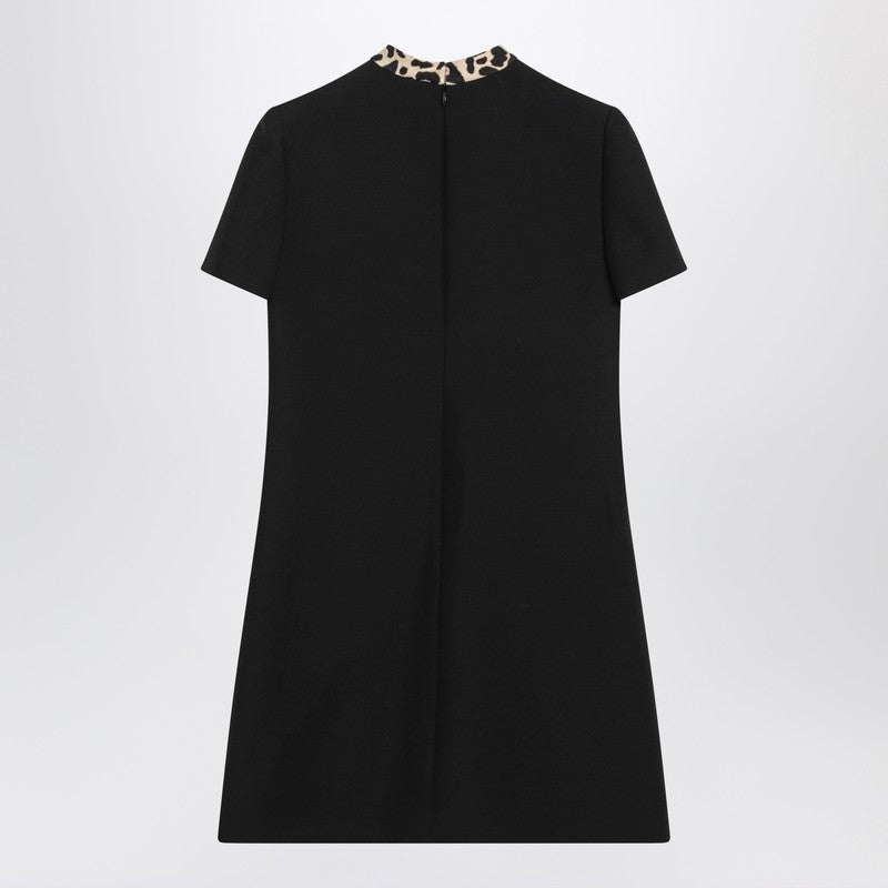 Black Crepe Couture dress with animal-print bow