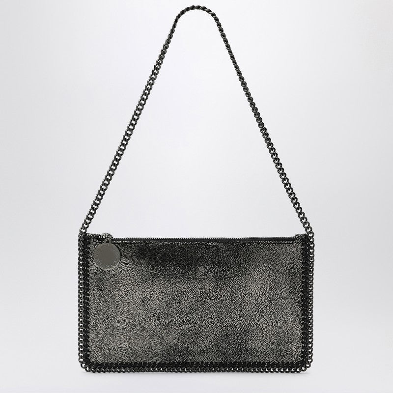 Metallic Ruthenium-coloured Wallet Bag With Chain