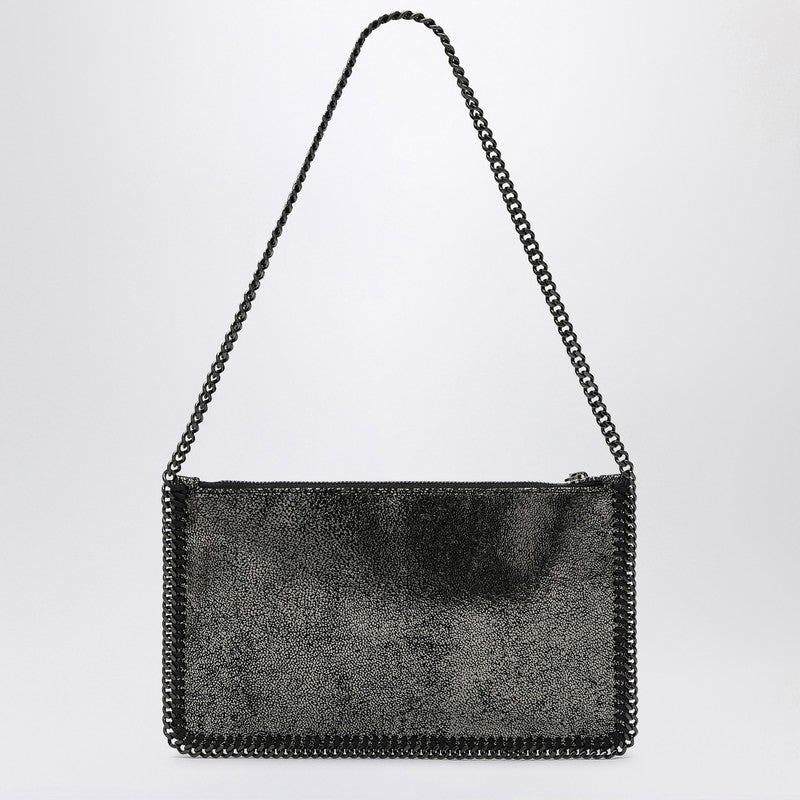 Metallic Ruthenium-coloured Wallet Bag With Chain