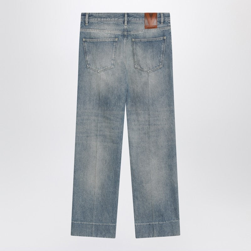 Medium blue washed-effect jeans