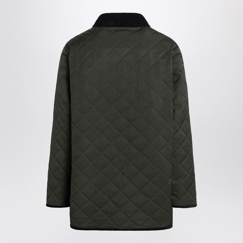 Olive green quilted jacket with VLogo patch