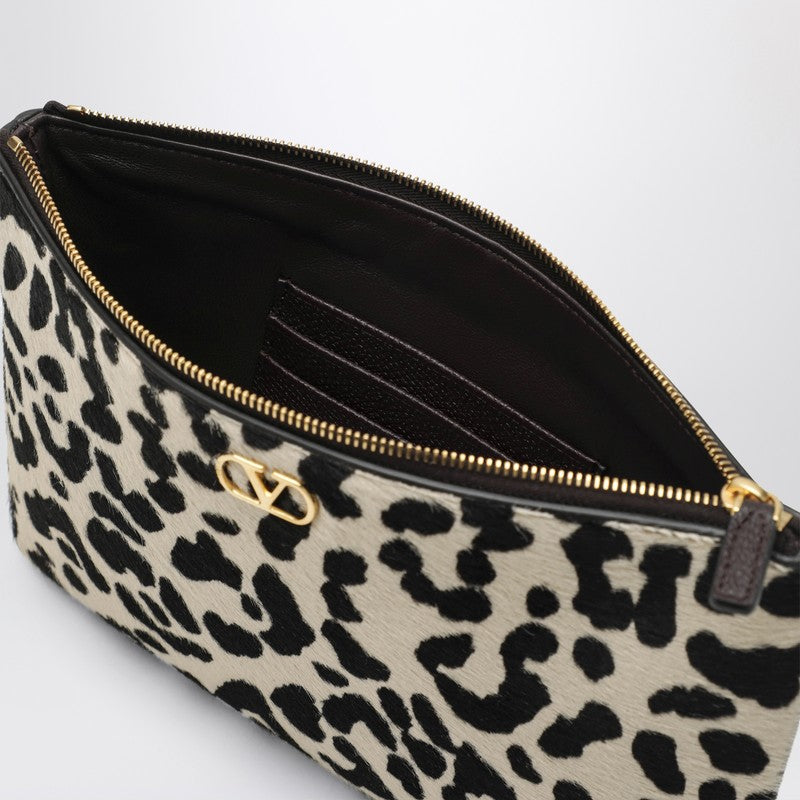 Animal-print pony-effect VLogo Signature pouch