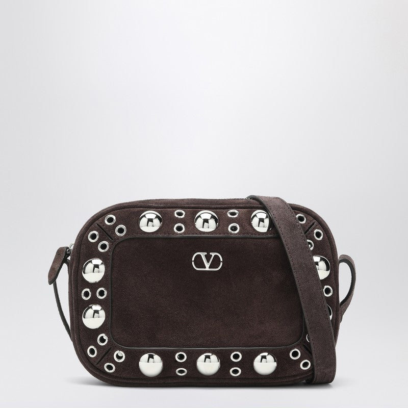 Nellcôte bag brown in suede with studs and rivets