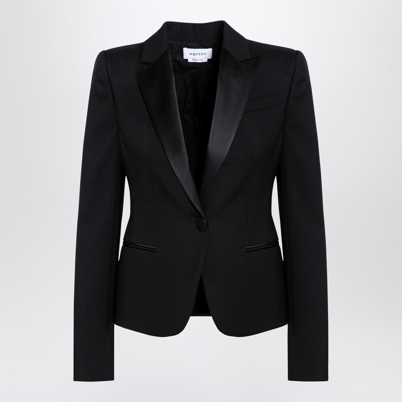 Black Single-breasted Jacket In Wool