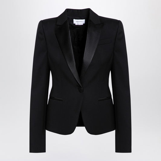 Black Single-breasted Jacket In Wool