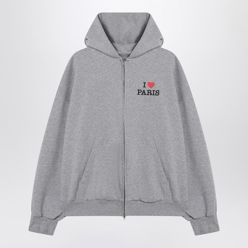 Grey Zip-up Sweatshirt I Love Paris