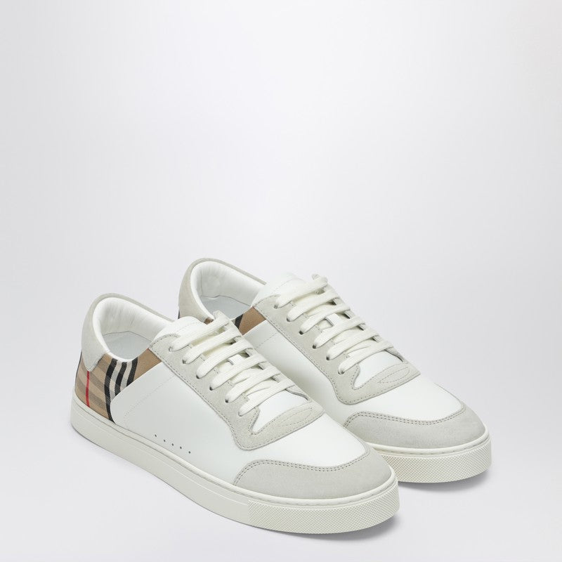 White and Check leather sneakers
