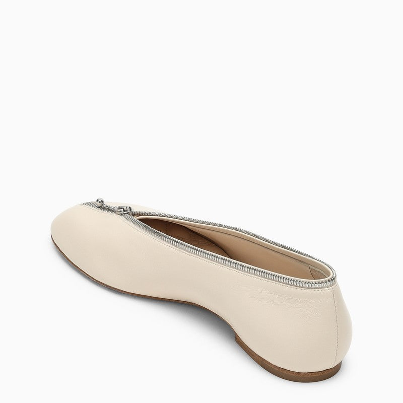 Sadler Ballerina With Light Beige Leather Zip