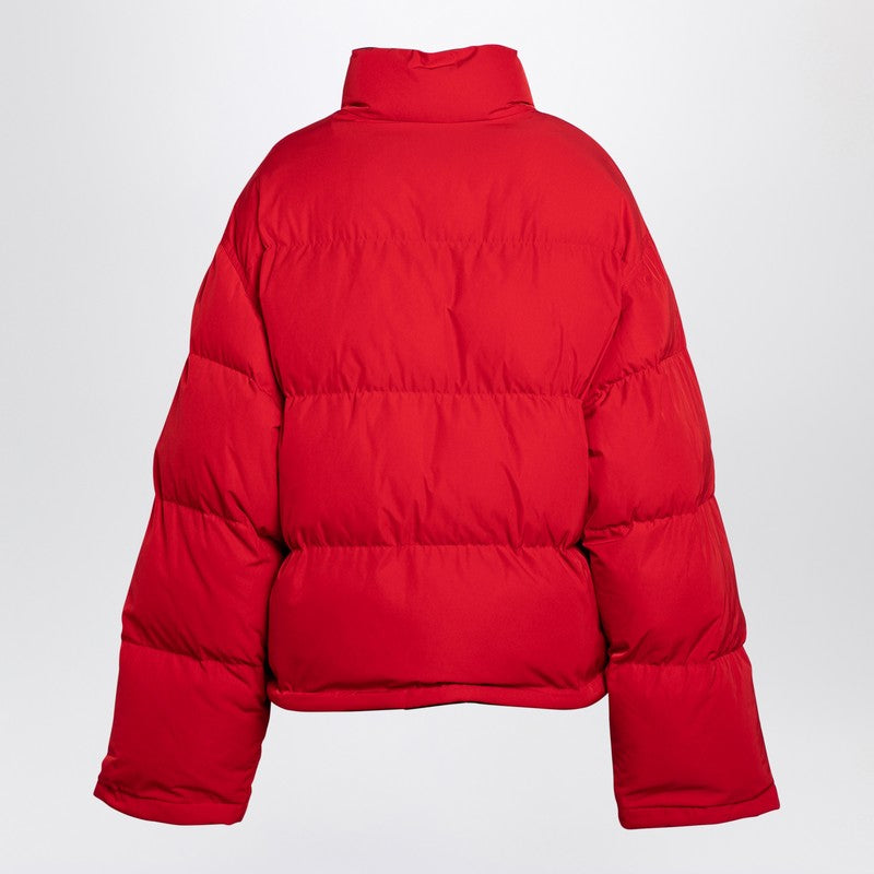 Reversible Red And Black Down Jacket In Technical Twill