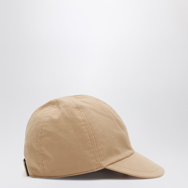 Reversible Check Pattern Beige Baseball Cap