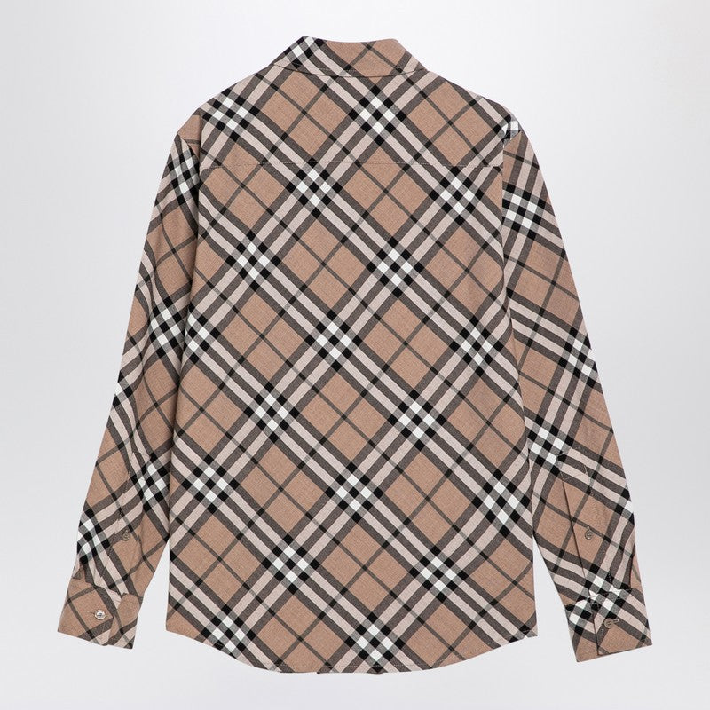 Check Pattern Wool Blend Shirt