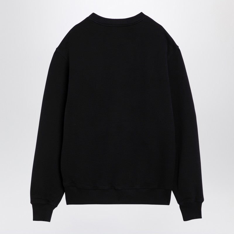 Black Cotton Crew-neck Sweatshirt With Logo