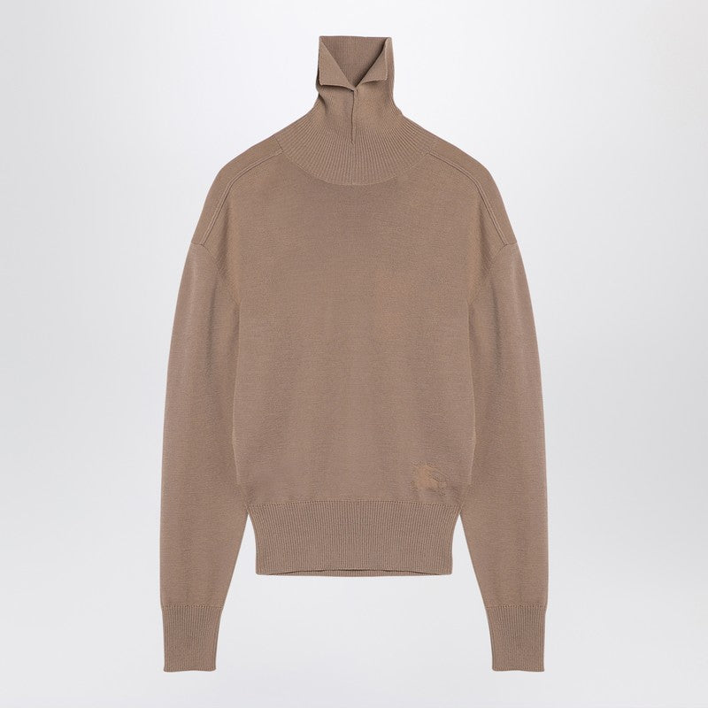 Beige Wool Turtleneck Sweater