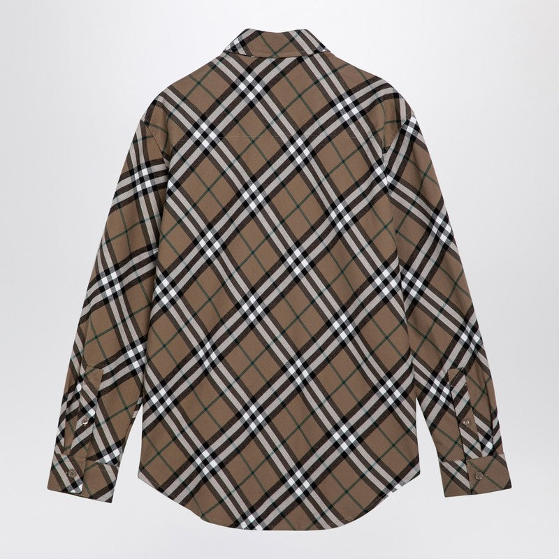 Beige Check Cotton Shirt