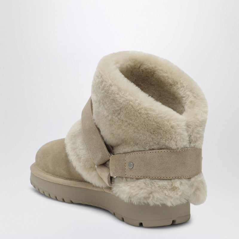 Chubby Snow Boots In Suede And Beige Shearling